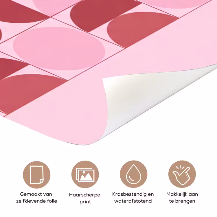 Abstract - Geometrisch - Cirkels - Roze - Modern deurposter klein -closeup_NL