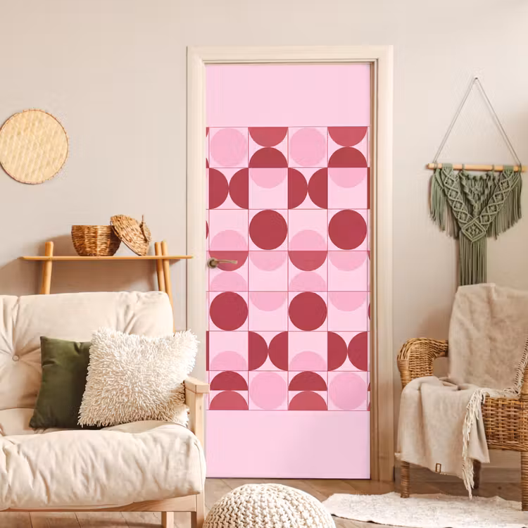 Abstract - Geometrisch - Cirkels - Roze - Modern deurposter klein -sfeer2