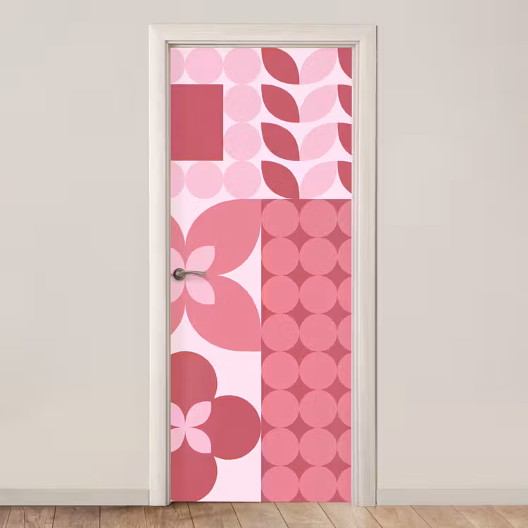 Abstract - Geometrisch - Patroon - Modern - Roze deurposter klein -3d_beige