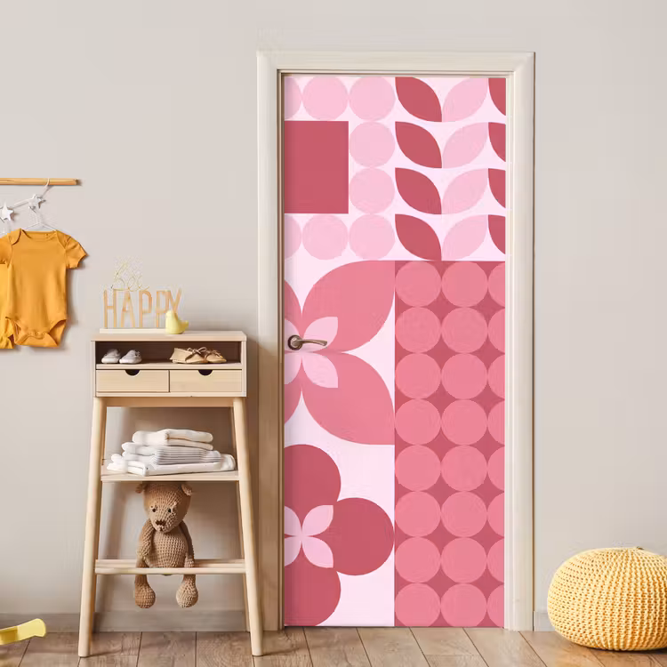 Abstract - Geometrisch - Patroon - Modern - Roze deurposter klein -sfeer4
