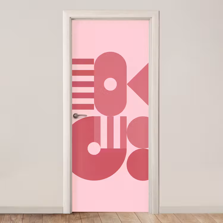 Abstract - Geometrisch - Vormen - Roze deurposter klein -3d_beige