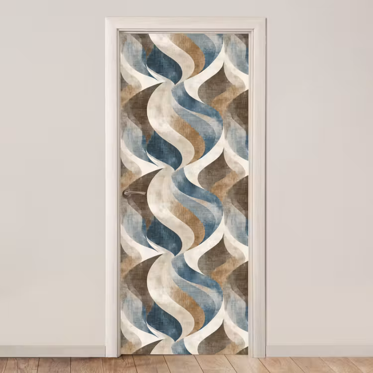 Abstract - Golven - Kleurrijk deurposter klein 289 -3d_beige
