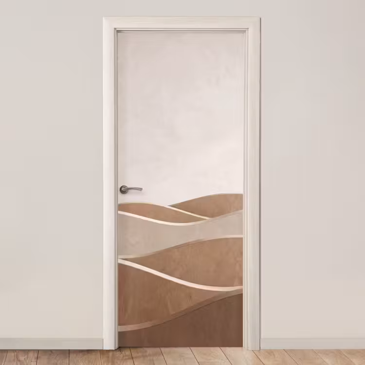 Abstract - Golven - Modern - Beige deurposter klein -3d_beige