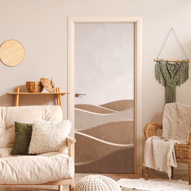 Abstract - Golven - Modern - Beige deurposter klein -sfeer2