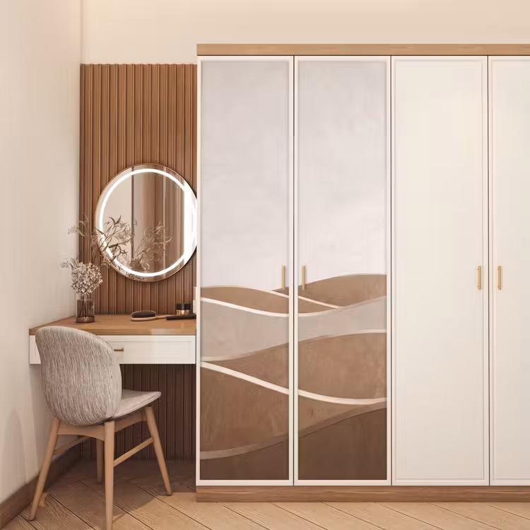 Abstract - Golven - Modern - Beige deurposter klein -sfeer3