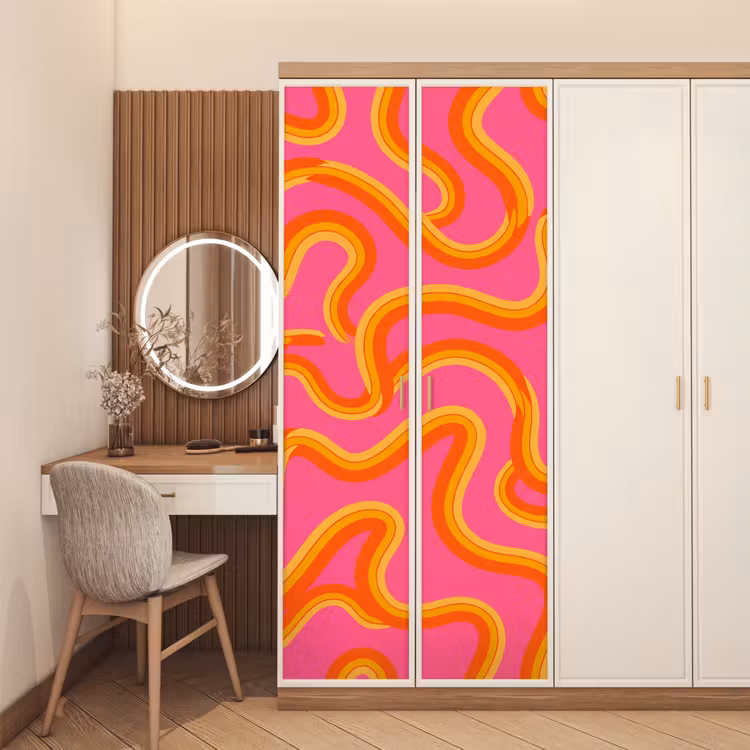 Abstract - Golvende lijnen - Modern - Kleurrijk deurposter klein -sfeer3
