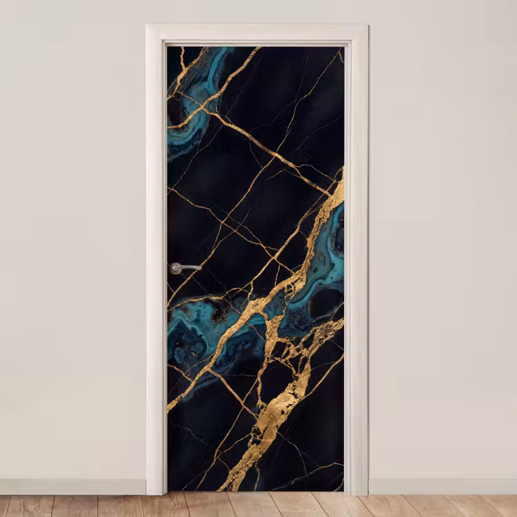 Abstract - Gouden lijnen - Kunst - Modern - Zwart deurposter klein -3d_beige