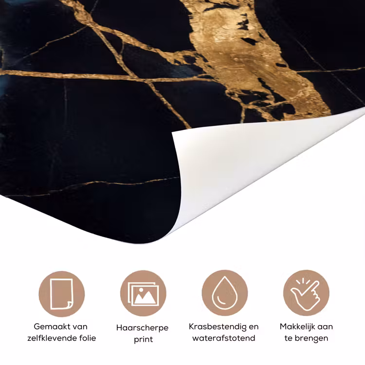 Abstract - Gouden lijnen - Kunst - Modern - Zwart deurposter klein -closeup_NL
