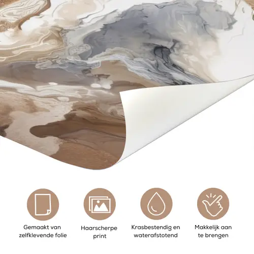 Abstract - Kunst - Verf - Beige - Modern deurposter klein -closeup_NL