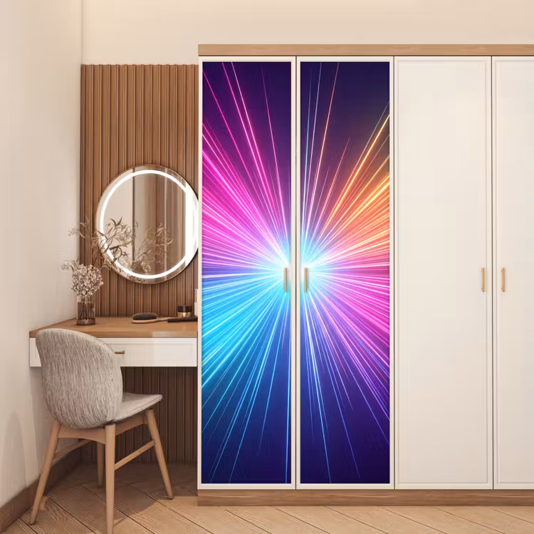 Abstract - Light - Burst - Modern - Colorful deurposter klein -sfeer3