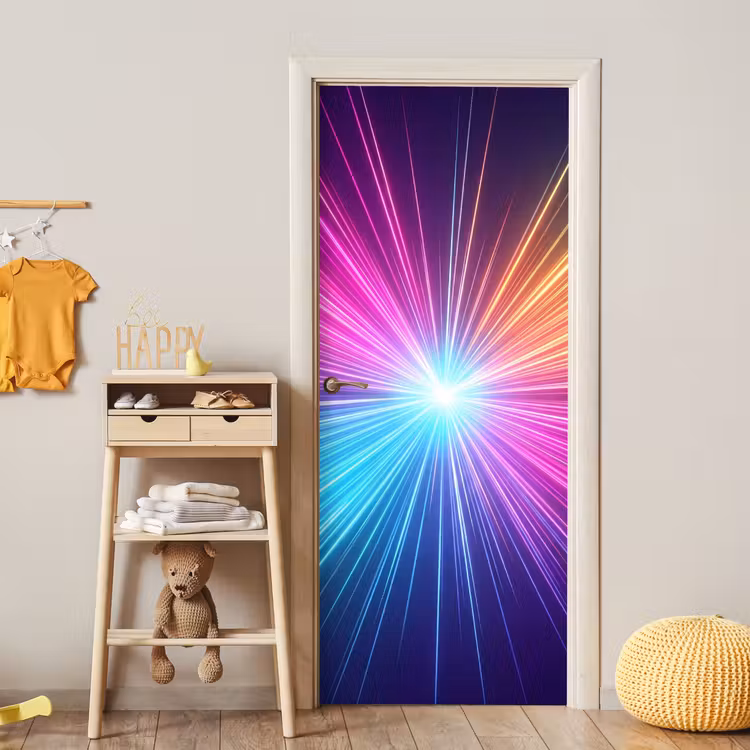 Abstract - Light - Burst - Modern - Colorful deurposter klein -sfeer4