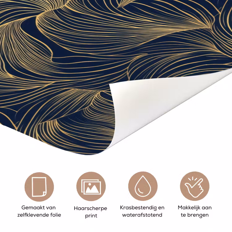 Abstract - Lijnen - Blauw - Goud deurposter klein 289 -closeup_NL