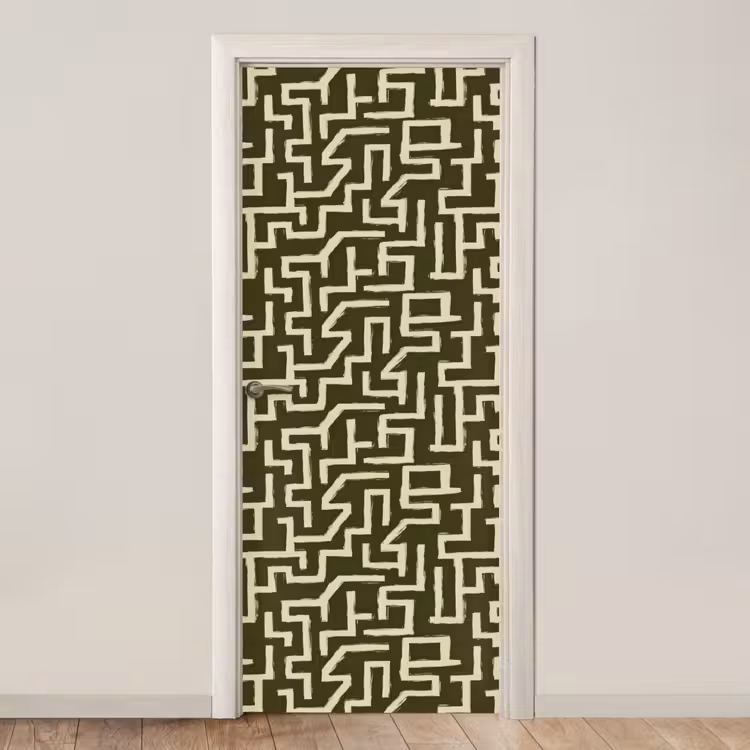 Abstract - Lijnen - Groen deurposter klein 289 -3d_beige
