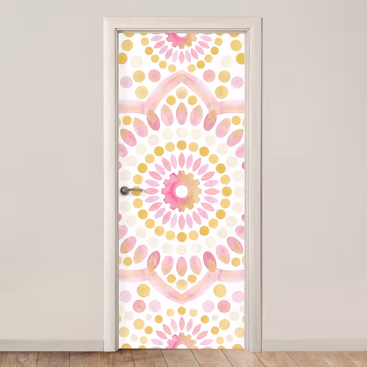 Abstract - Mandala - Kunst - Modern - Roze deurposter klein -3d_beige