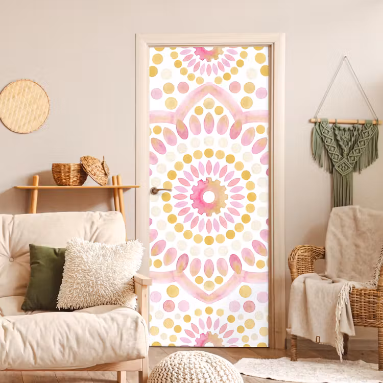 Abstract - Mandala - Kunst - Modern - Roze deurposter klein -sfeer2