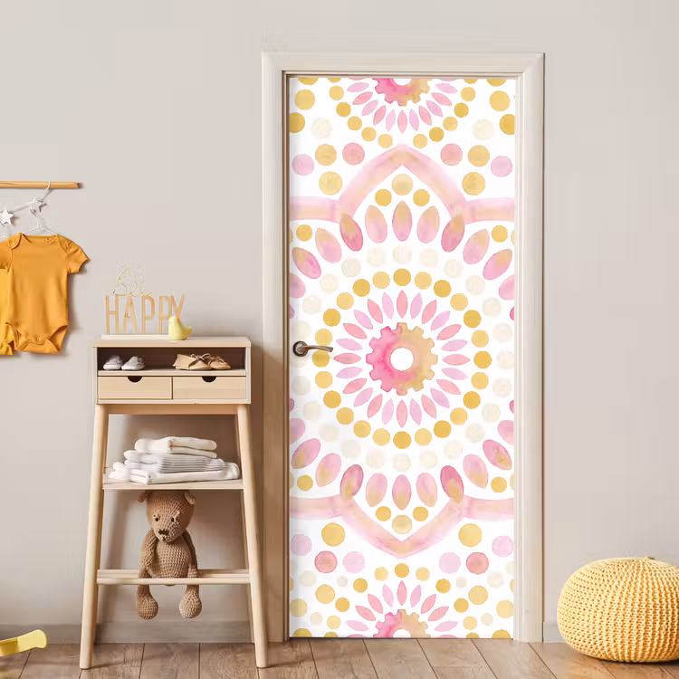 Abstract - Mandala - Kunst - Modern - Roze deurposter klein -sfeer4