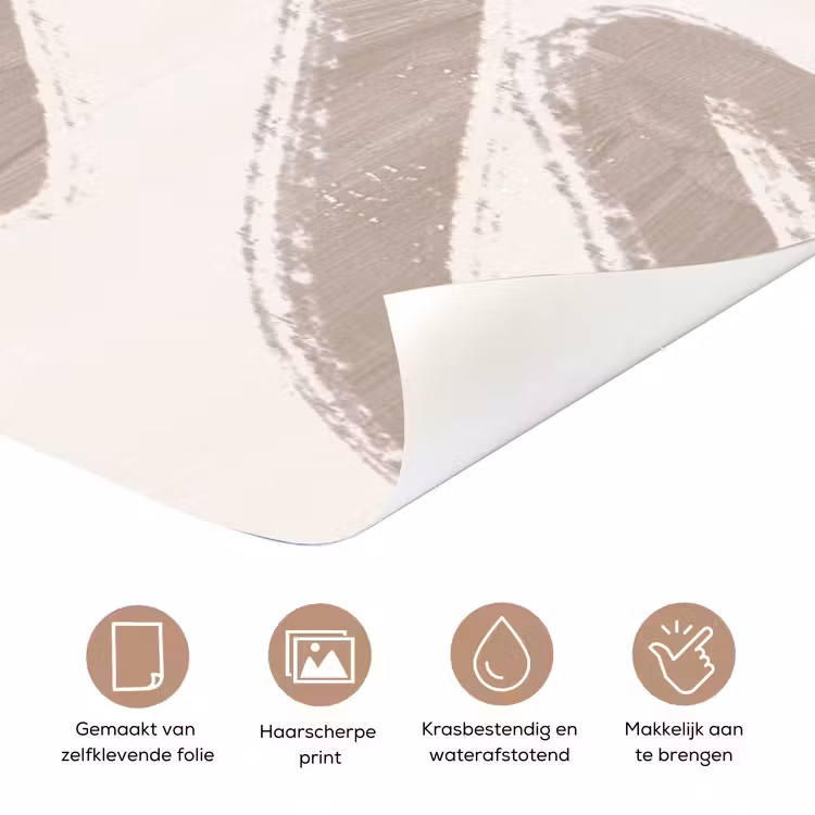 Abstract - Moderne kunst - Beige deurposter klein -closeup_NL