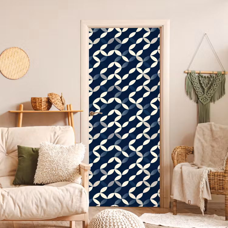 Abstract - Patroon - Blauw deurposter klein 289 -sfeer2
