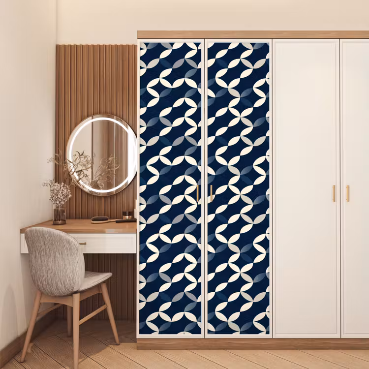 Abstract - Patroon - Blauw deurposter klein 289 -sfeer3