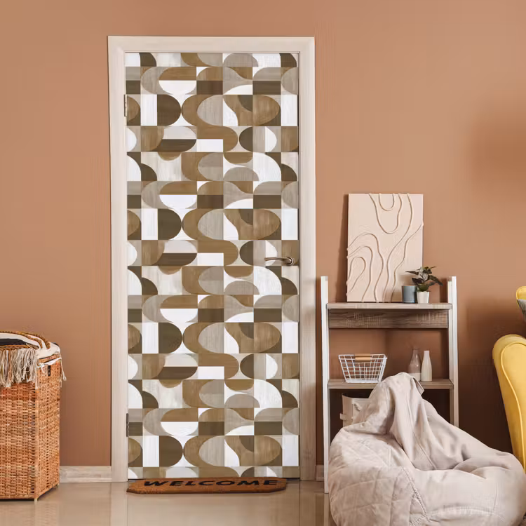 Abstract - Retro - Bruin deurposter klein 289 -sfeer1