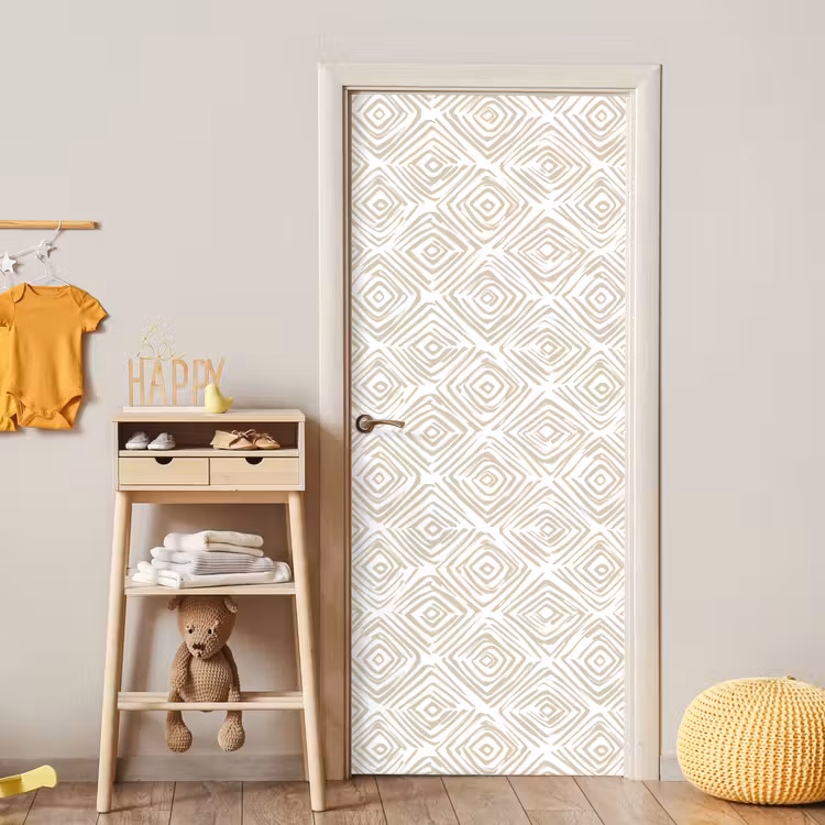 Abstract - Ruit - Beige deurposter klein 289 -sfeer4