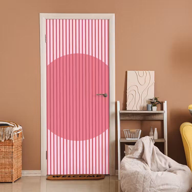 Abstract - Strepen - Ovaal - Roze - Modern deurposter klein -sfeer1