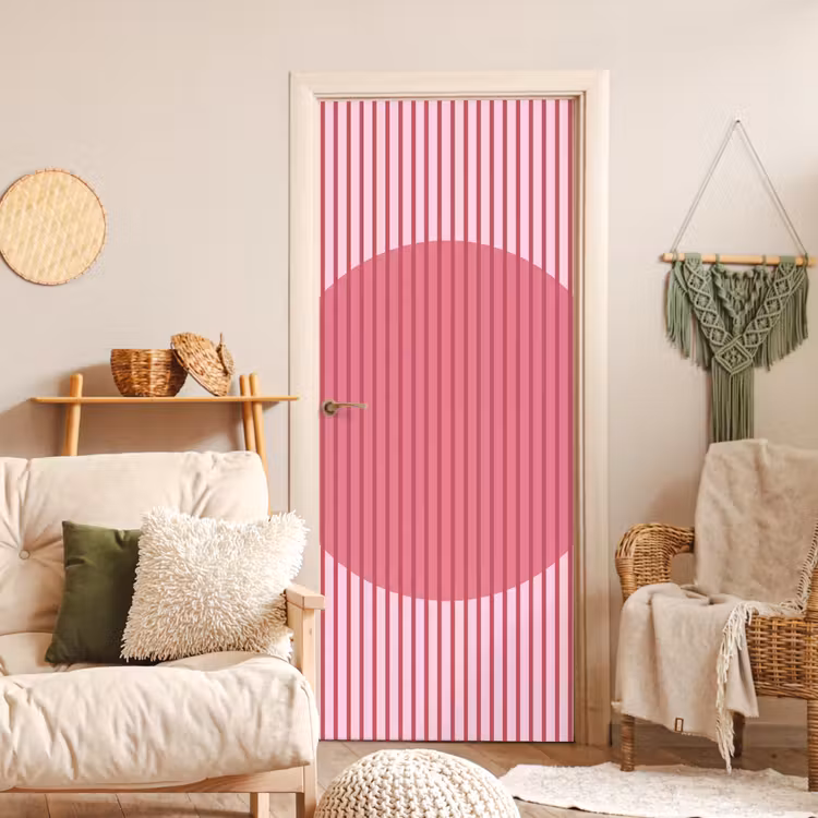 Abstract - Strepen - Ovaal - Roze - Modern deurposter klein -sfeer2