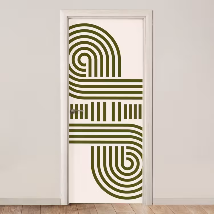 Abstract - Vormen - Modern - Groen deurposter klein -3d_beige