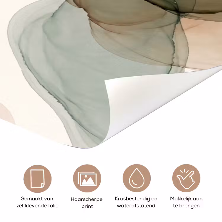 Abstract - Vormen - Modern - Kunst - Groen - Bruin deurposter klein -closeup_NL