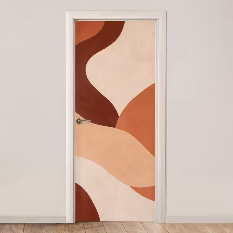 Abstract - Vormen - Organisch - Aardetinten - Modern deurposter klein -3d_beige