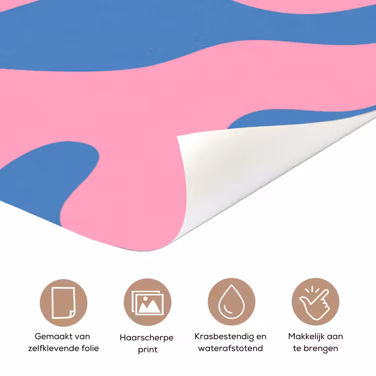 Abstract - Vormen - Roze - Blauw deurposter klein -closeup_NL