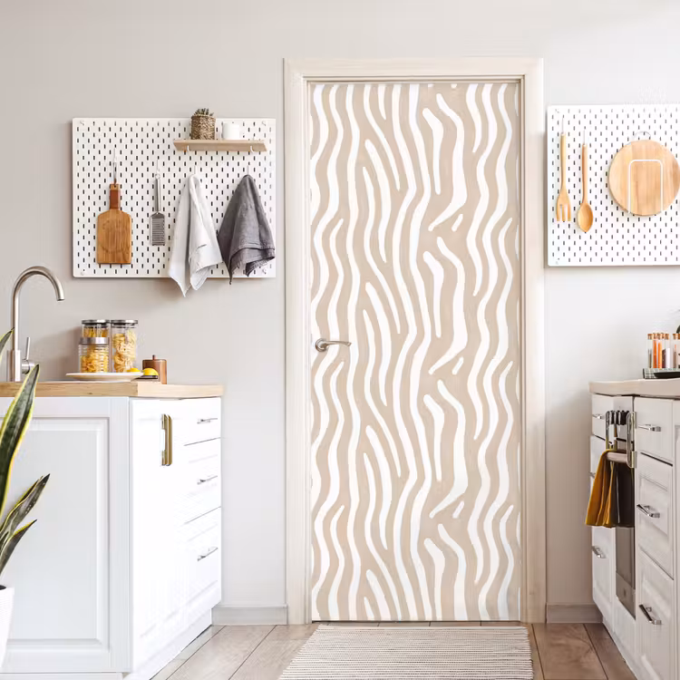 Abstract - Zebra - Beige deurposter klein 289 -sfeer5