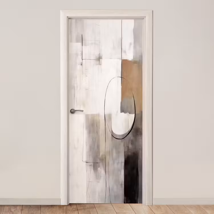 Abstracte kunst - Industrieel - Wit - Grijs deurposter klein -3d_beige