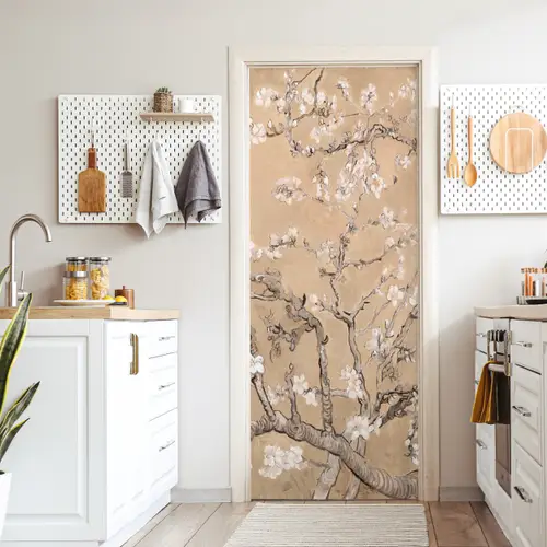Amandelbloesem - Kunst - Van Gogh - Beige deurposter klein -sfeer5