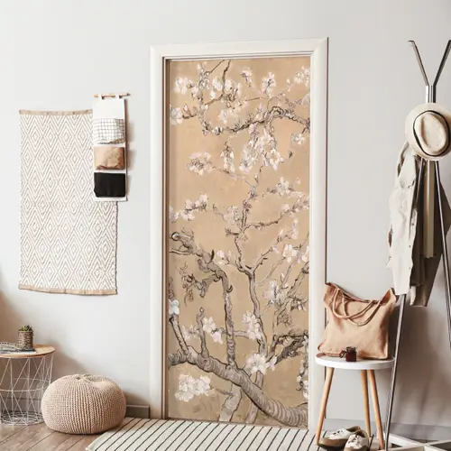 Amandelbloesem - Kunst - Van Gogh - Beige deurposter klein -sfeer6