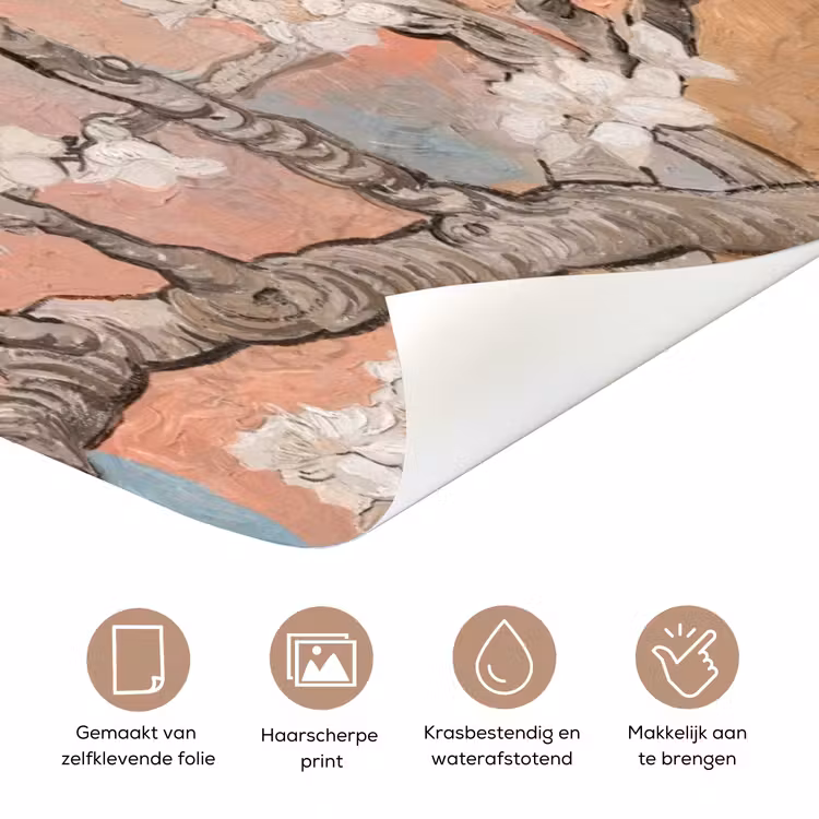 Amandelbloesem - Kunst - Van Gogh - Pastel deurposter klein -closeup_NL
