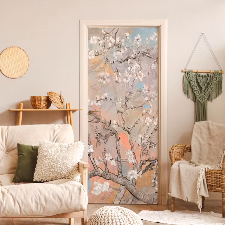 Amandelbloesem - Kunst - Van Gogh - Pastel deurposter klein -sfeer2