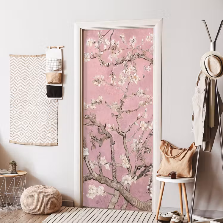 Amandelbloesem - Kunst - Van Gogh - Roze deurposter klein -sfeer6