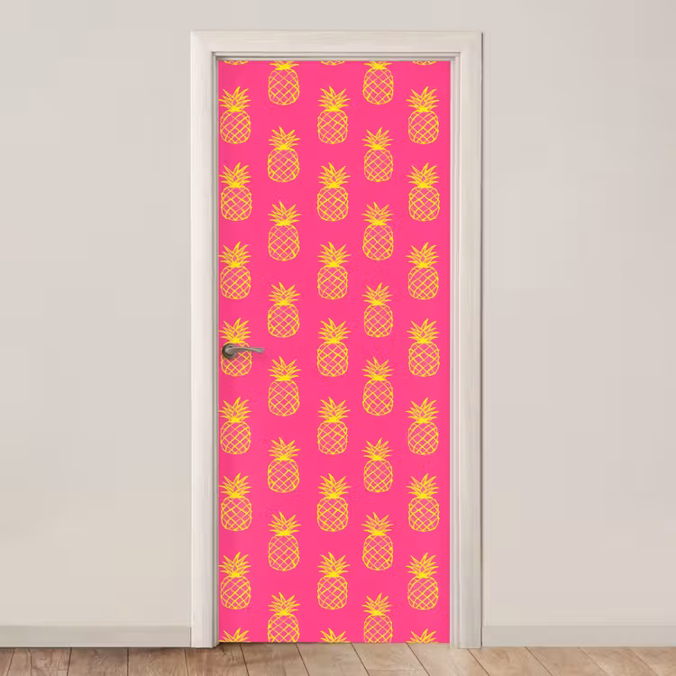 Ananas - Trendy - Roze deurposter klein 289 -3d_beige