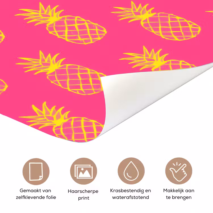 Ananas - Trendy - Roze deurposter klein 289 -closeup_NL