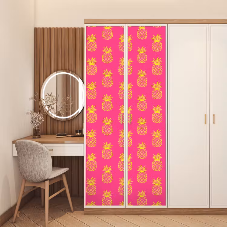 Ananas - Trendy - Roze deurposter klein 289 -sfeer3