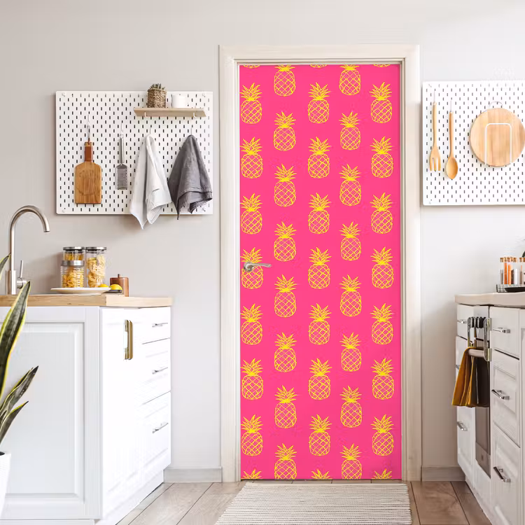 Ananas - Trendy - Roze deurposter klein 289 -sfeer5