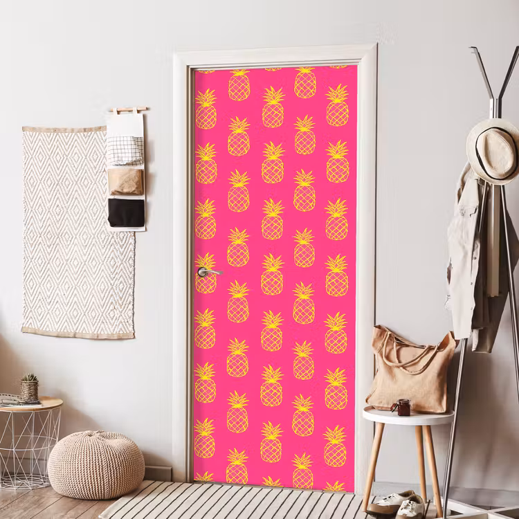 Ananas - Trendy - Roze deurposter klein 289 -sfeer6