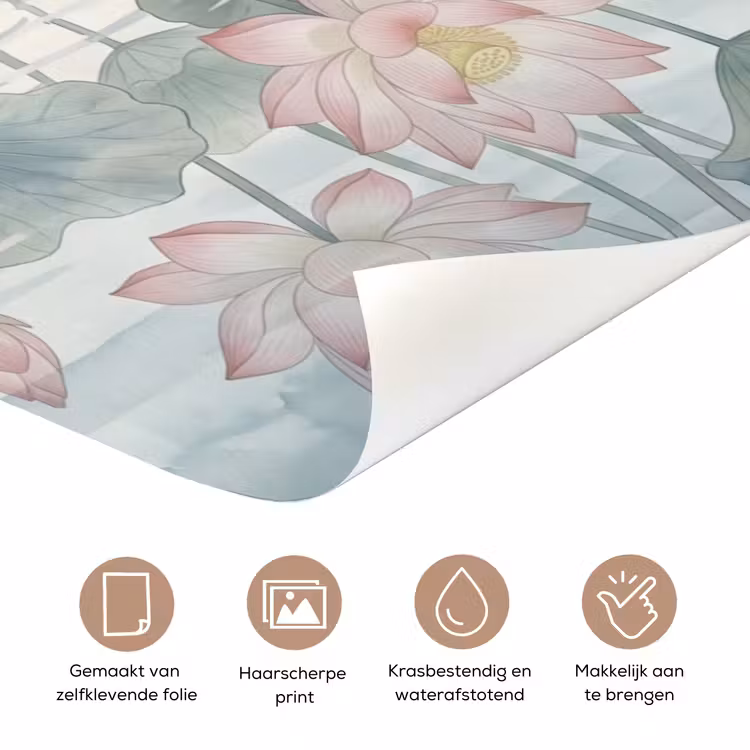 Aquarel - Lotusbloemen - Kleurrijk deurposter klein -closeup_NL