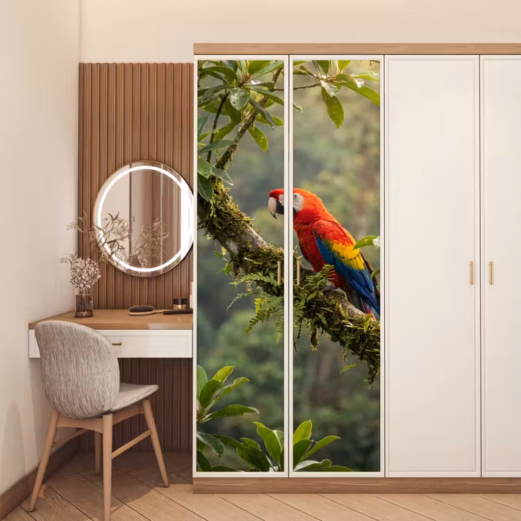Ara - Jungle - Rood deurposter klein -sfeer3