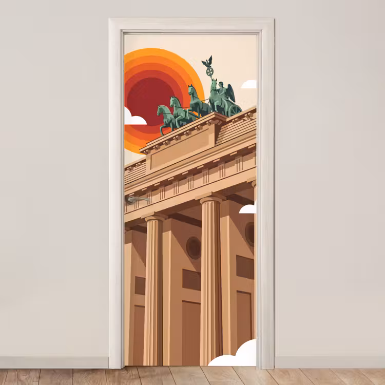 Architectuur - Brandenburg - Berlijn - Zonsondergang - Historisch deurposter klein -3d_beige