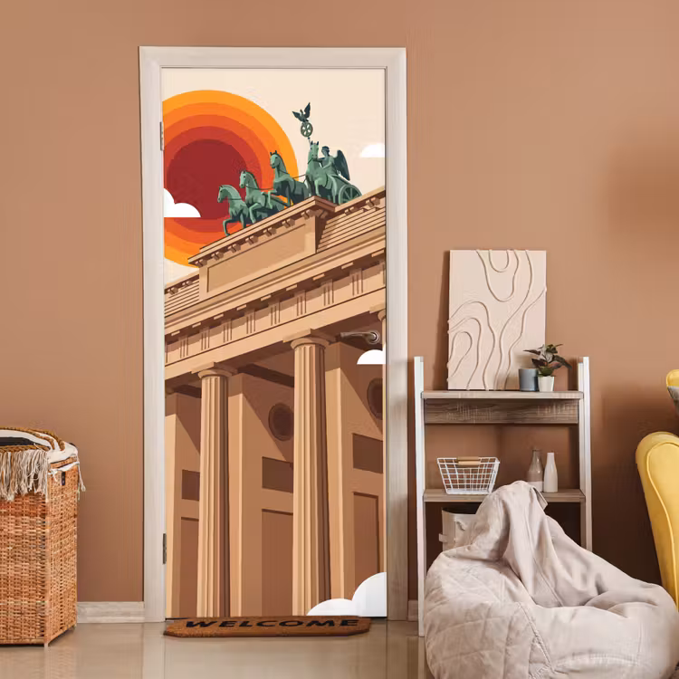Architectuur - Brandenburg - Berlijn - Zonsondergang - Historisch deurposter klein -sfeer1