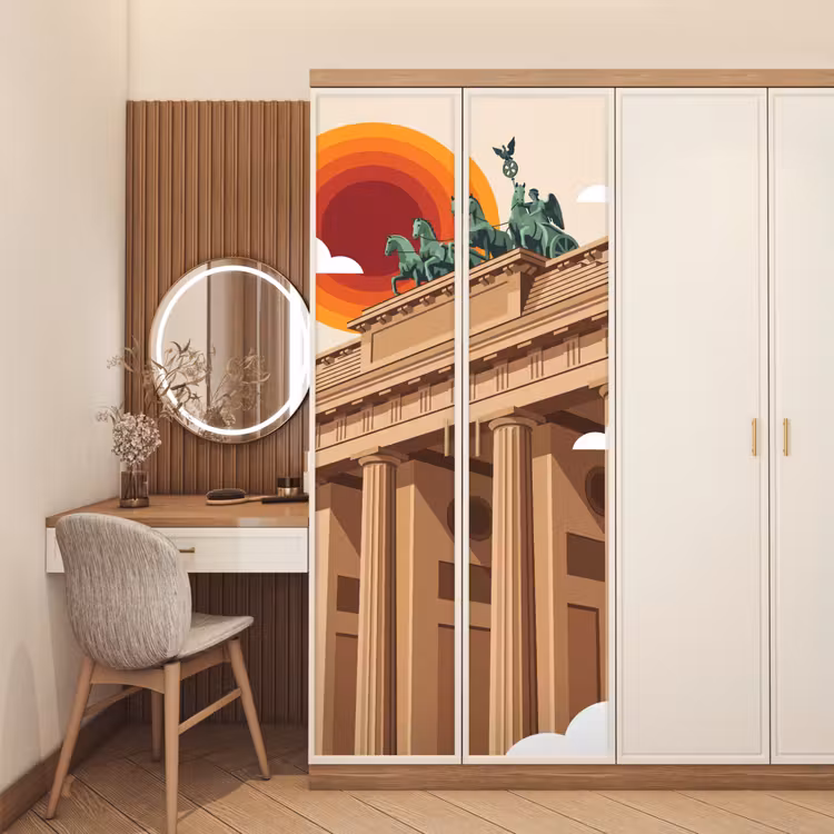 Architectuur - Brandenburg - Berlijn - Zonsondergang - Historisch deurposter klein -sfeer3