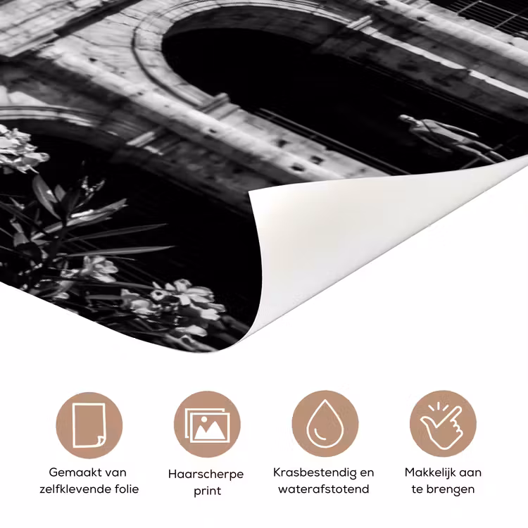Architectuur - Colosseum - Rome - Historisch - Zwart-wit deurposter klein -closeup_NL