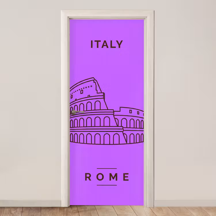 Architectuur - Colosseum - Rome - Minimalistisch - Paars deurposter klein -3d_beige